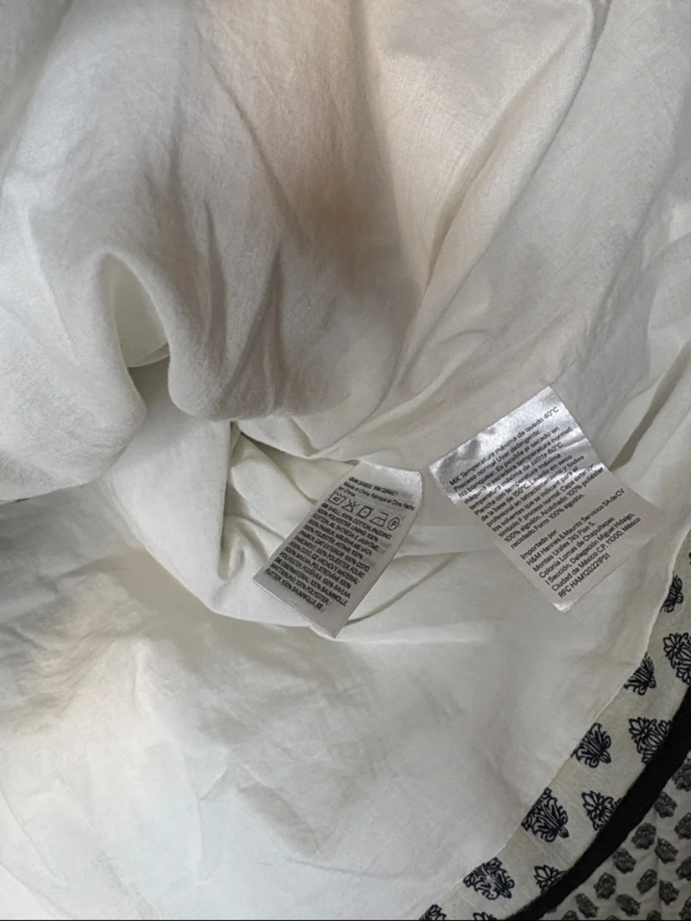 H&M White Quilted Jacket with Black Trim